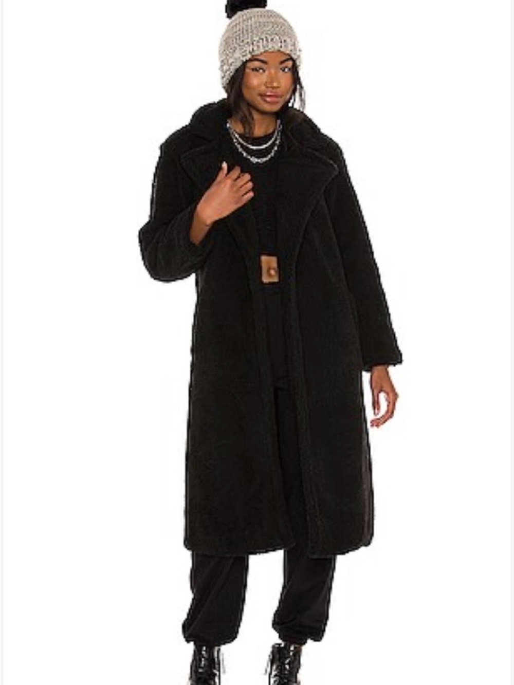 Steve Madden Long Black Teddy Coat